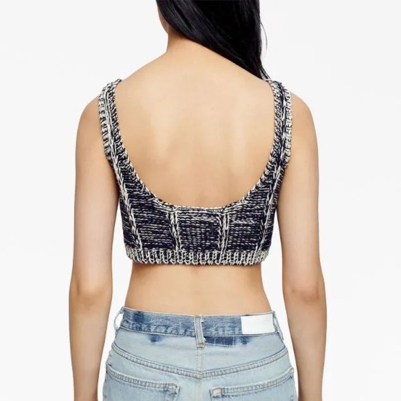 Re/Done Button Button Down Knitted Bra Top - Picture 2 of 5